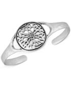 Lucky Brand Silver-tone Crystal Cut-out Cuff Bracelet
