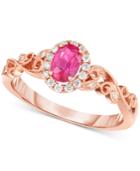 Ruby (3/8 Ct. T.w.) & Diamond (1/8 Ct. T.w.) Ring In 14k Rose Gold