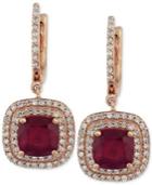 Rosa By Effy Ruby (2-7/8 Ct. T.w.) And Diamond (1/2 Ct. T.w.) Drop Earrings In 14k Rose Gold