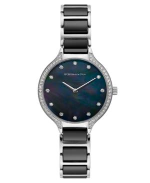 Bcbg Maxazria Ladies Stainless Steel And Black Ceramic Bracelet Watch With Black Dial, 34mm