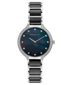 Bcbg Maxazria Ladies Stainless Steel And Black Ceramic Bracelet Watch With Black Dial, 34mm