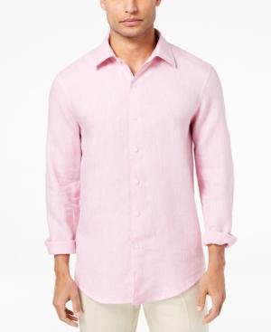 Tasso Elba Island Men's Cross-dyed Linen Shirt, Created For Macy's
