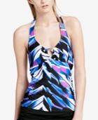 Calvin Klein Printed Studded Halter Tankini Top Women's Swimsuit