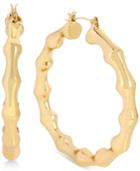 Touch Of Silver Textured Hoop Earrings In 14k Gold Plated Brass