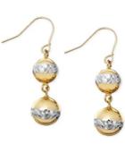 Ball Double Drop Earrings In 14k Gold And Rhodium-plated 14k Gold