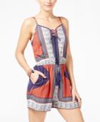 American Rag Juniors' Tassel-tie Printed Romper, Only At Macy's