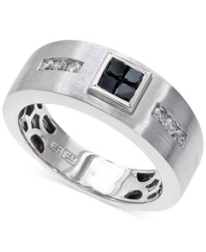 Effy Men's Black And White Diamond Ring In 14k White Gold (1/2 Ct. T.w.)
