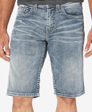 Silver Jeans Co. Men's Zac Relaxed-fit Stretch Light Wash Destroyed Denim Shorts