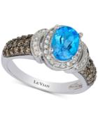 Le Vian Chocolatier Blue Topaz (1-1/3 Ct. T.w.) And Diamond (5/8 Ct. T.w.) Ring In 14k White Gold