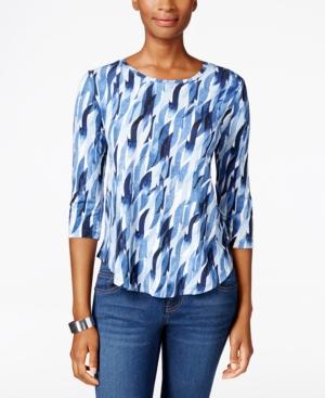 Jm Collection Petite Wave-print Top