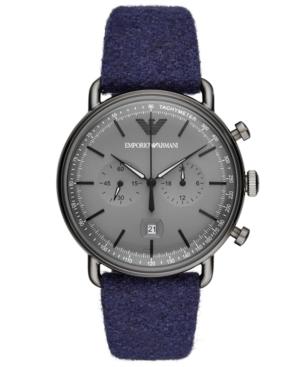 Emporio Armani Men's Chronograph Blue Fabric Felt Strap Watch 43mm