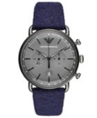 Emporio Armani Men's Chronograph Blue Fabric Felt Strap Watch 43mm