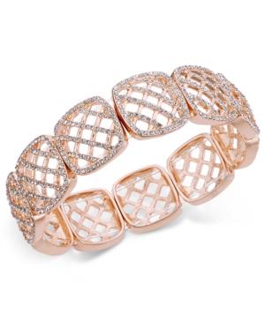 Charter Club Rose Gold-tone Honeycomb Crystal Stretch Bracelet, Only At Macy's