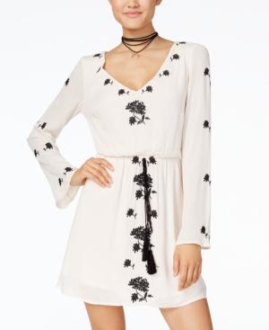 Crystal Doll Juniors' Embroidered Tassel Fit & Flare Dress