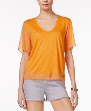 Armani Exchange Short-sleeve Sheer-panel Top