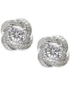 Giani Bernini Cubic Zirconia Love Knot Stud Earrings In Rhodium-plated Sterling Silver, Only At Macy's