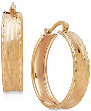 Satin Finish Wide Hoop Earrings In 14k Gold