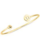 Sarah Chloe Initial Elle Cuff Bangle Bracelet In 14k Gold-plated Sterling Silver