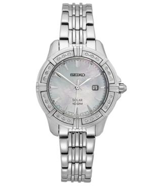 Seiko Watch, Women's Solar Diamond Accent Stainless Steel Bracelet 31mm Sut071