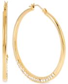 Hint Of Gold Crystal 40mm Hoop Earrings In 14k Gold Over Brass