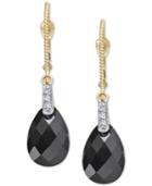 Onyx Briolette (12 X 10mm) & Diamond Accent Drop Earrings In 14k Gold
