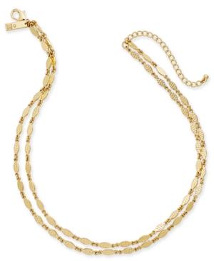 I.n.c. Gold-tone Leaf Double-row Necklace, 16/17 + 3 Extender, Created For Macy's