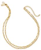 I.n.c. Gold-tone Leaf Double-row Necklace, 16/17 + 3 Extender, Created For Macy's