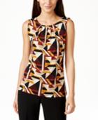 Tahari Asl Sleeveless Geo-print Shell