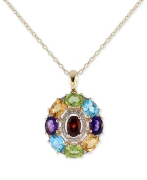 Sophisticate By Effy Multi-gemstone (3-1/2 Ct. T.w.) & Diamond (1/8 Ct. T.w.) Pendant Necklace In 14k Gold, 16 + 2 Extender