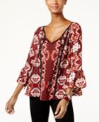 Inc International Concepts Ikat-print Peasant Top, Created For Macy's