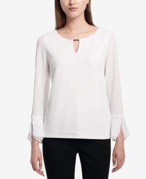 Calvin Klein Keyhole Hardware Ruffle-cuff Top