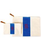 Cathy's Concepts Personalized Blue Stitched Stripe Canvas Clutch Set