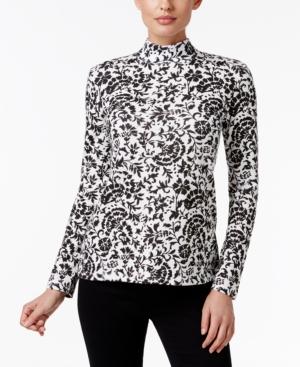 Karen Scott Printed Mock-neck Top, Only At Macy's