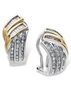 Diamond Earrings, Sterling Silver And 14k Gold Diamond Twist Earrings (1/2 Ct. T.w.)