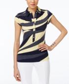 Alfani Petite Printed Polo Top, Only At Macy's