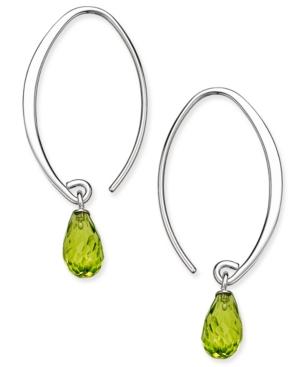 Peridot Briolette Threader Hoop Earrings (3-5/8 Ct. T.w.) In Sterling Silver