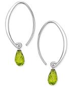 Peridot Briolette Threader Hoop Earrings (3-5/8 Ct. T.w.) In Sterling Silver