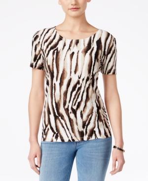 Jm Collection Animal-print Short-sleeve Top, Only At Macy's