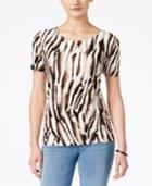 Jm Collection Animal-print Short-sleeve Top, Only At Macy's