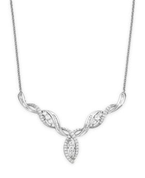 Wrapped In Love Diamond Frontal Necklace In 14k White Gold (3/4 Ct. T.w.)