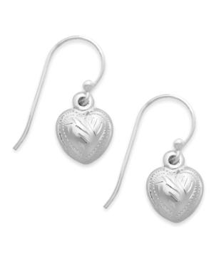 Giani Bernini Sterling Silver Earrings, Puffed Heart Drop Earrings
