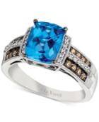 Le Vian Chocolatier Signity Blue Topaz (2 Ct. T.w.) And Diamond (1/4 Ct. T.w.) Ring In 14k White Gold
