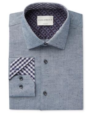 Con. Struct Men's Slim-fit Navy Donegal Oxford Dress Shirt
