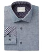 Con. Struct Men's Slim-fit Navy Donegal Oxford Dress Shirt
