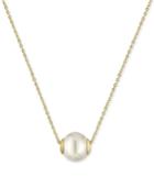 Majorica Gold-tone White Imitation Pearl Solitaire Pendant Necklace