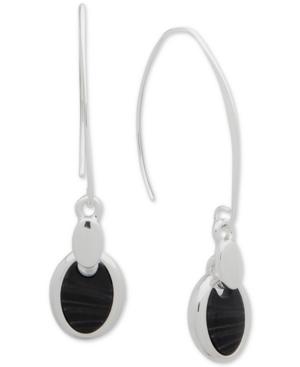 Nine West Silver-tone Oval Stone Threader Earrings