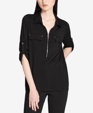 Calvin Klein Half-zip Roll-sleeve Top