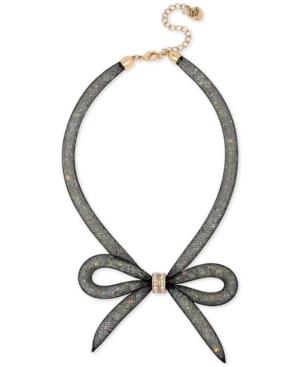 Betsey Johnson Two-tone Mesh Crystal Bow Collar Necklace