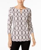 Charter Club Petite Medallion-print Hardware Blouse, Only At Macy's