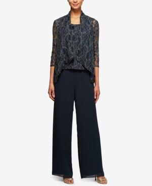 Alex Evenings 3-pc. Metallic Lace Pantsuit